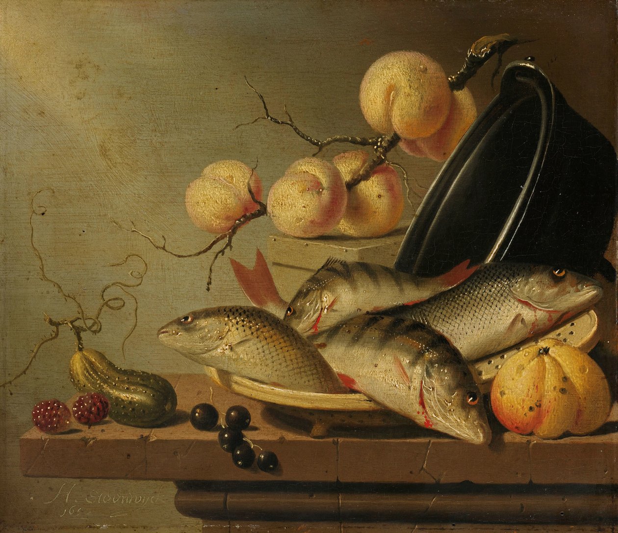 Natureza Morta com Peixe e Fruta de Harmen Steenwijck