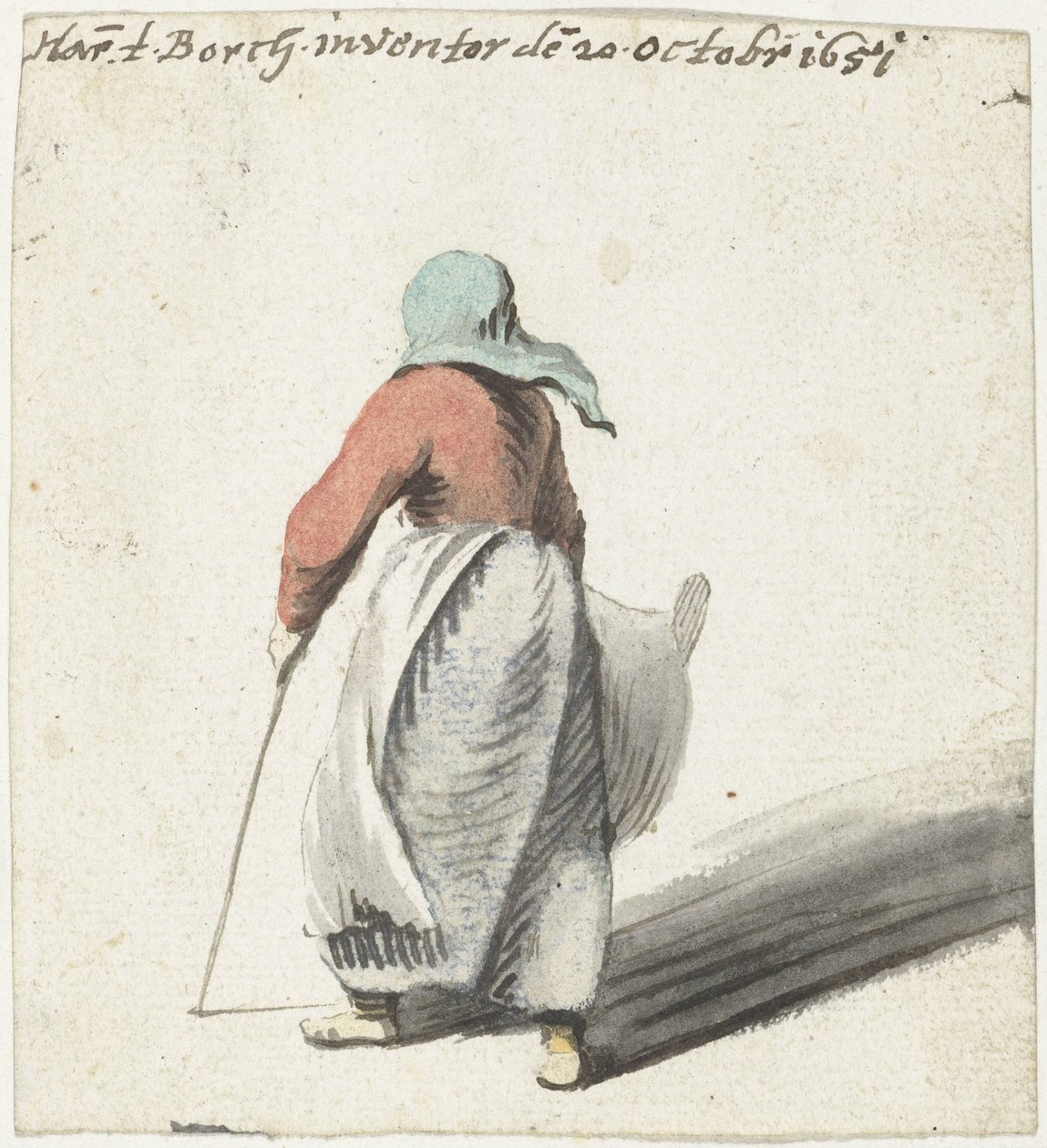 Mulher andando, por trás de Harmen ter Borch