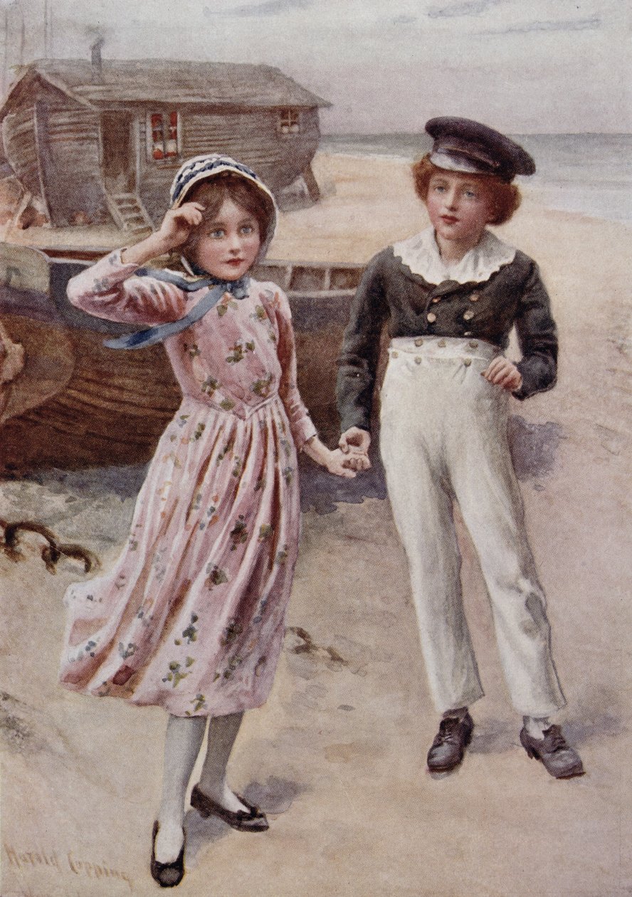 David Copperfield e Little Em&39;ly, ilustração para &39;Character Sketches from Dickens&39; compilado por BW Matz, 1924 de Harold Copping