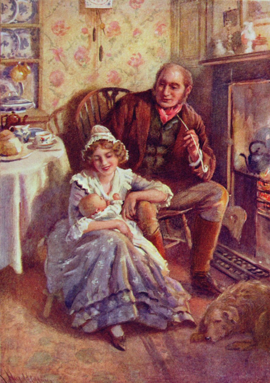John e Dot Peerybingle, ilustração para &39;Character Sketches from Dickens&39; compilada por BW Matz, 1924 de Harold Copping