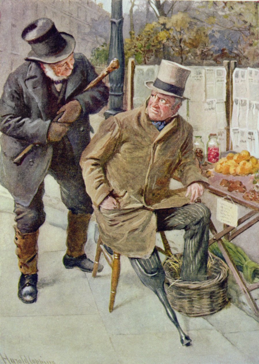 Sr. Boffin e Silas Wegg, ilustração para &39;Character Sketches from Dickens&39; compilado por BW Matz, 1924 de Harold Copping