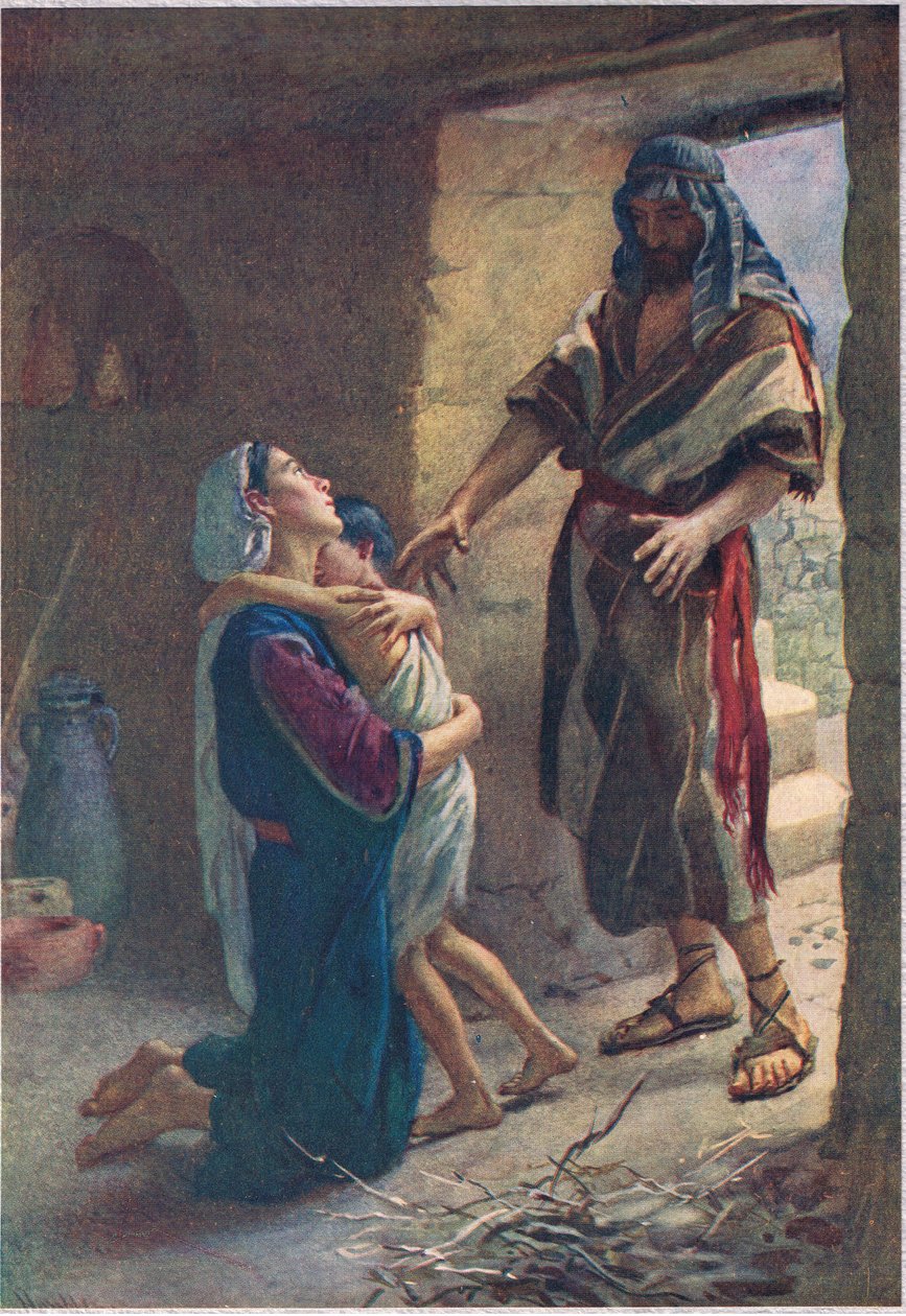 A Viúva de Sarepta, ilustração de &39;Mulheres da Bíblia&39;, publicada pela The Religious Tract Society, 1927 de Harold Copping