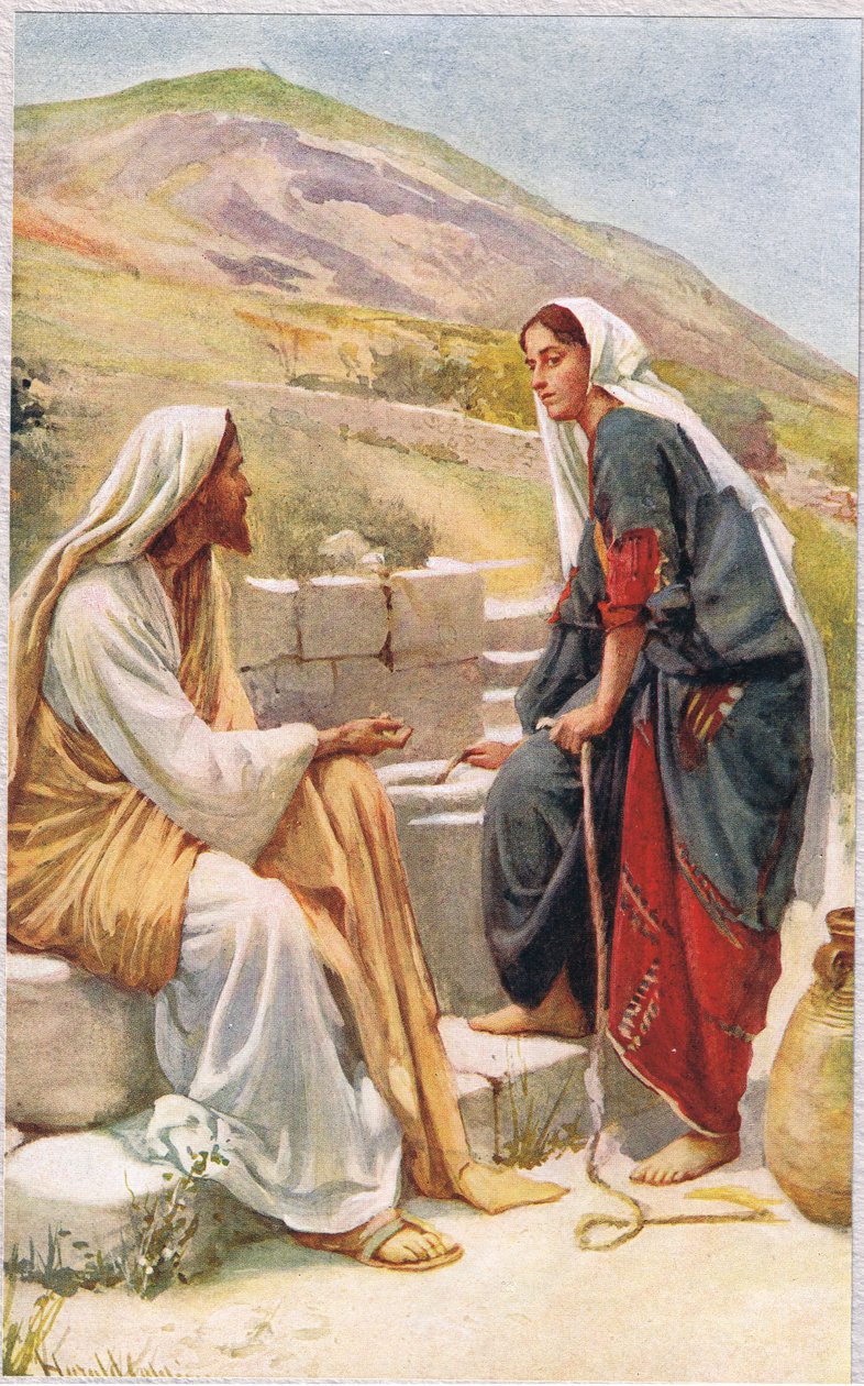 Mulher de Samaria, ilustração de &39;Mulheres da Bíblia&39;, publicado pela The Religious Tract Society, 1927 de Harold Copping
