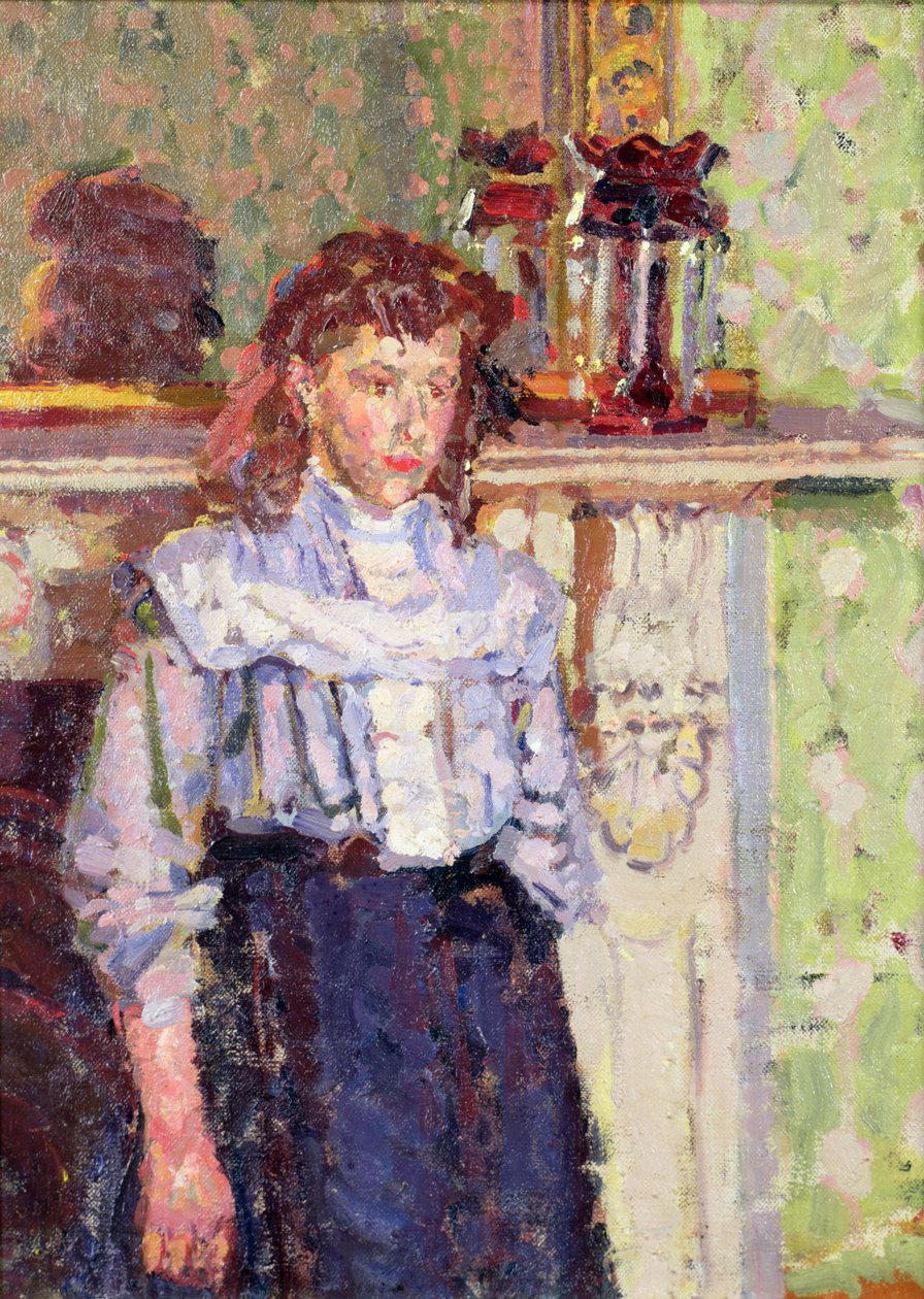 Menina por um corniso de lareira de Harold Gilman