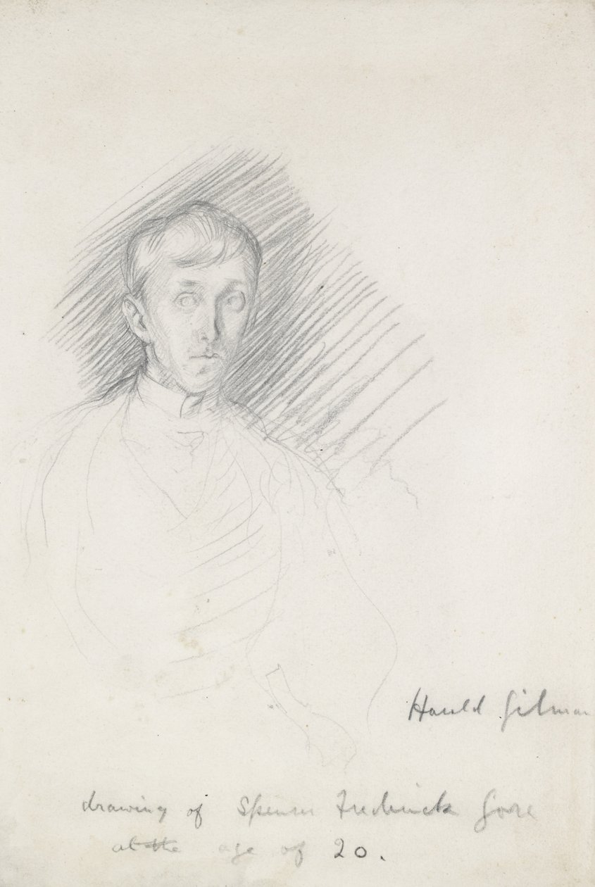 Retrato de Frederick Spencer Gore (1878 - 1914) (grafite sobre papel) de Harold Gilman