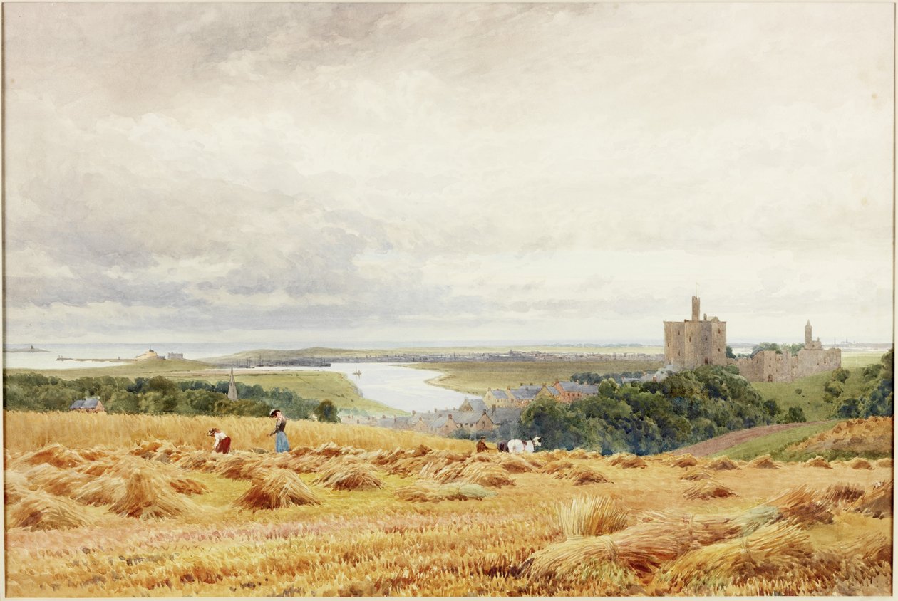 Castelo Warkworth (aguarela sobre papel) de Harold Palmer