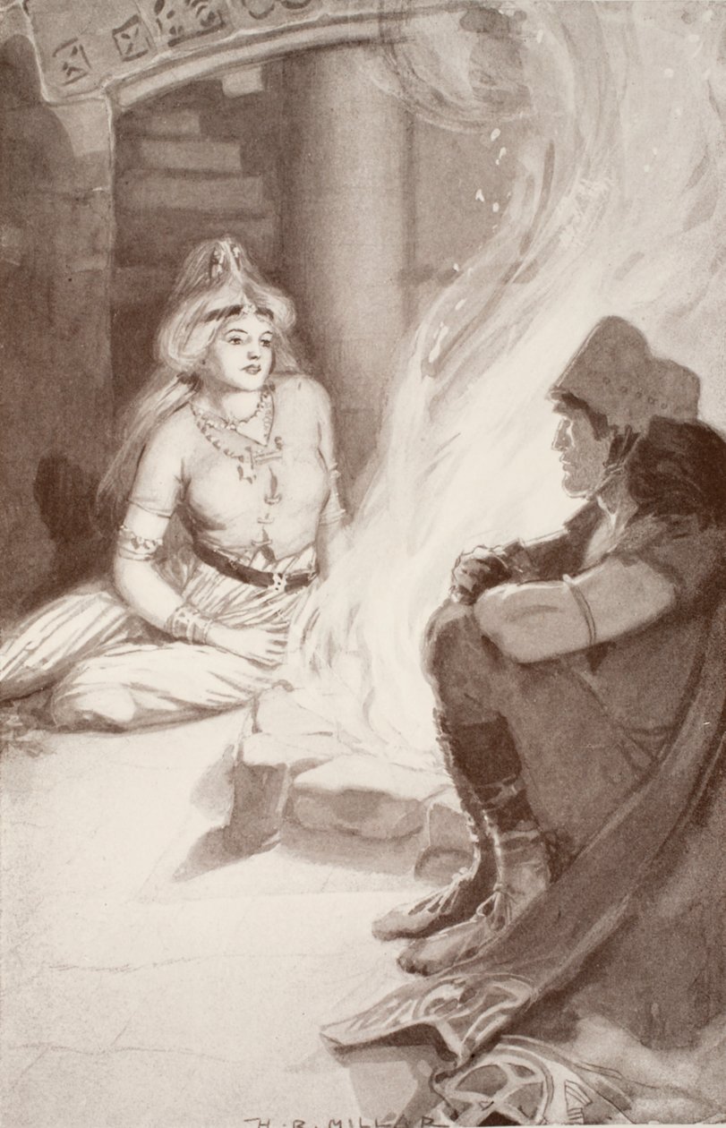 Cian encontra Filha de Balor, ilustração de "Mito e Lenda Celta" de Charles Squire, 1905 de Harold Robert Millar