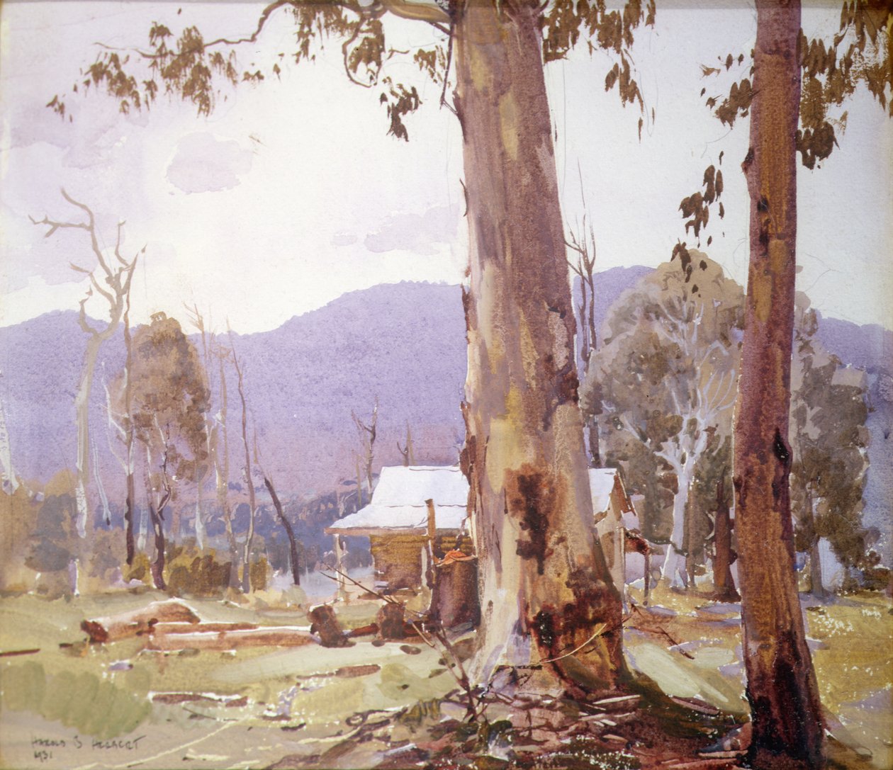 A casa do colonizador em Kiewa Valley, Victoria de Harold Brocklebank Herbert