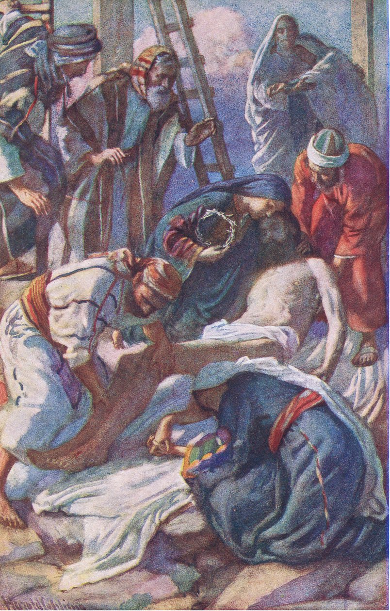 Na cruz, ilustração deHarold Copping Pictures: The Crown Series, c.1920s de Harold Copping