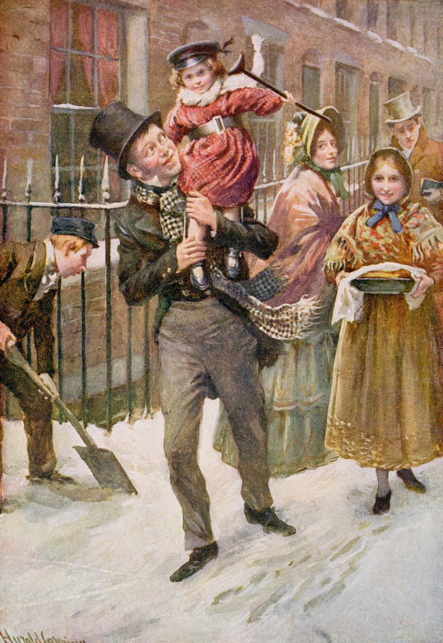 Bob Cratchit e Tiny Tim, ilustração para 