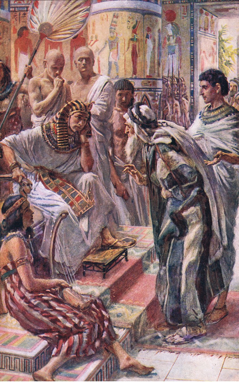 Jacob antes do Faraó, ilustração de imagens que ensinam a série de coroa, 1920 de Harold Copping