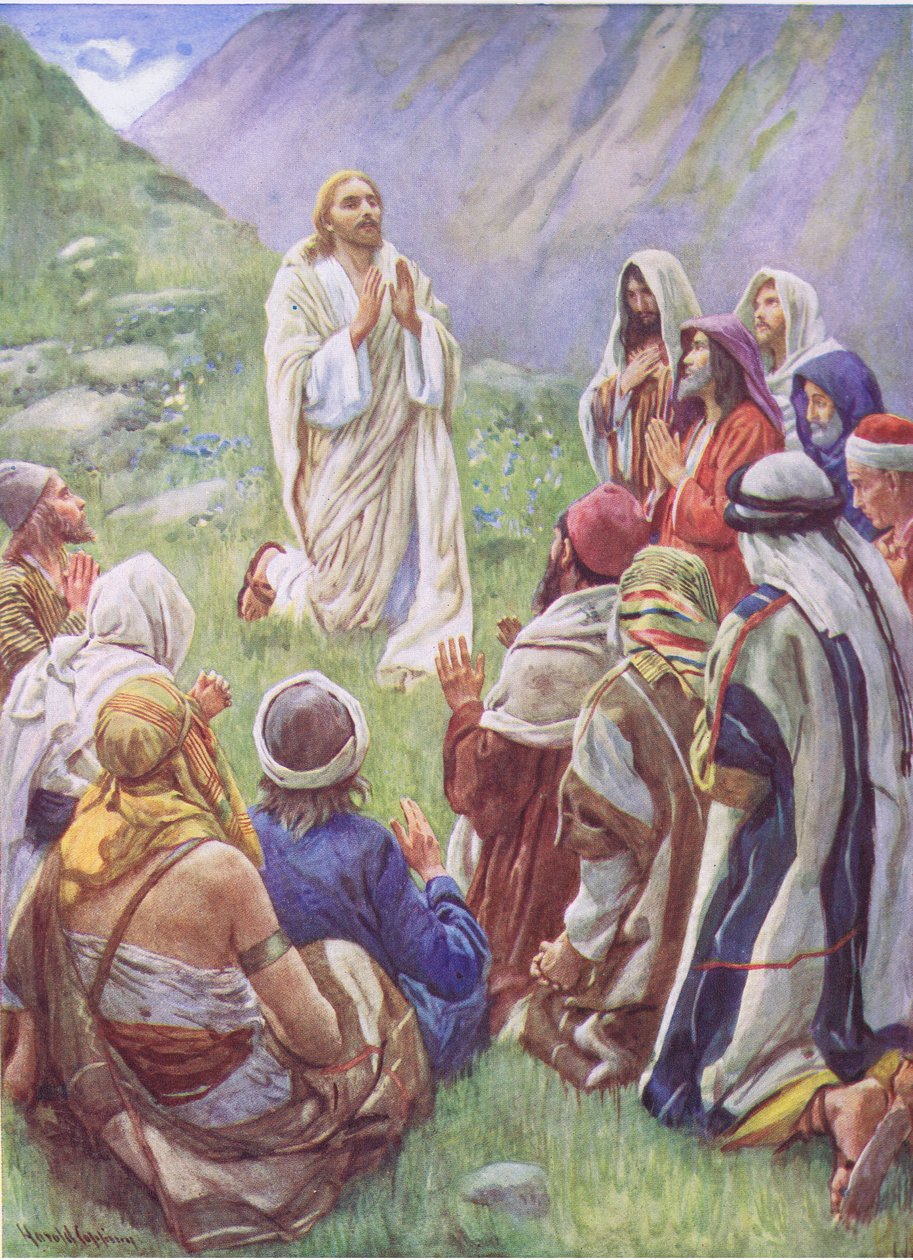 Senhor nos ensine a orar, ilustração de imagens que ensinam a série de coroa, 1920 de Harold Copping
