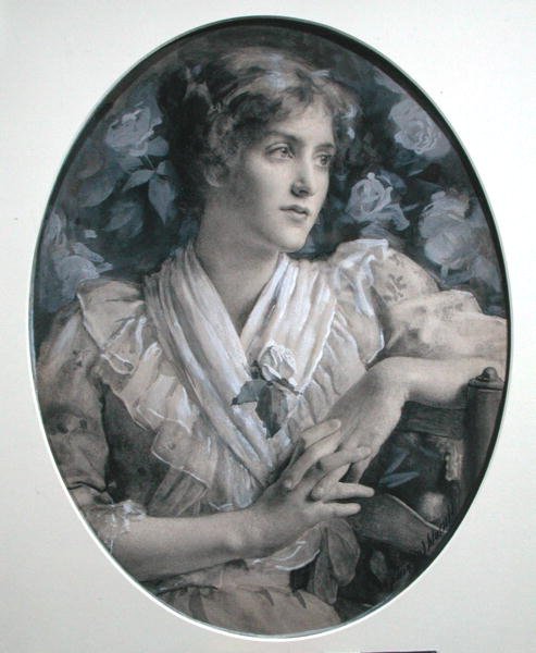 Retrato de uma Senhora (aguarela sobre papel) de Harold Copping