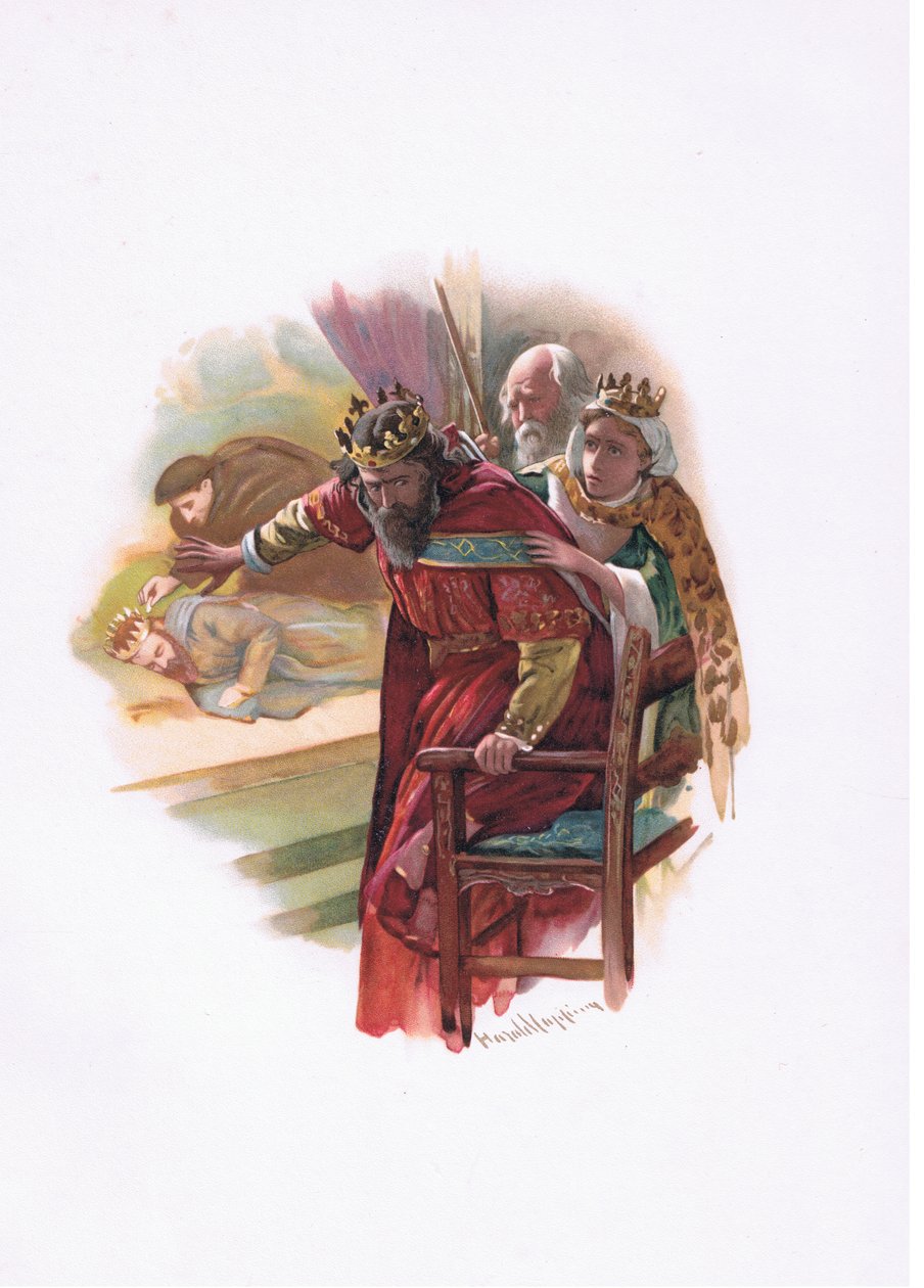 Rainha Gertrude, ilustração de Hamlet de Harold Copping