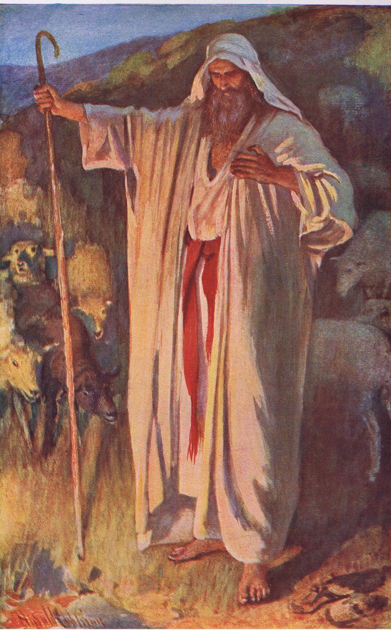 A sarça ardente, ilustração de imagens que ensinam a série de coroa, 1920 de Harold Copping