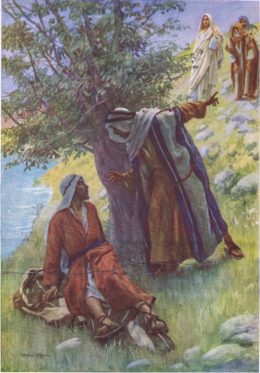 O chamado de Natanael, ilustração de imagens que ensinam a série de coroa, 1920 de Harold Copping
