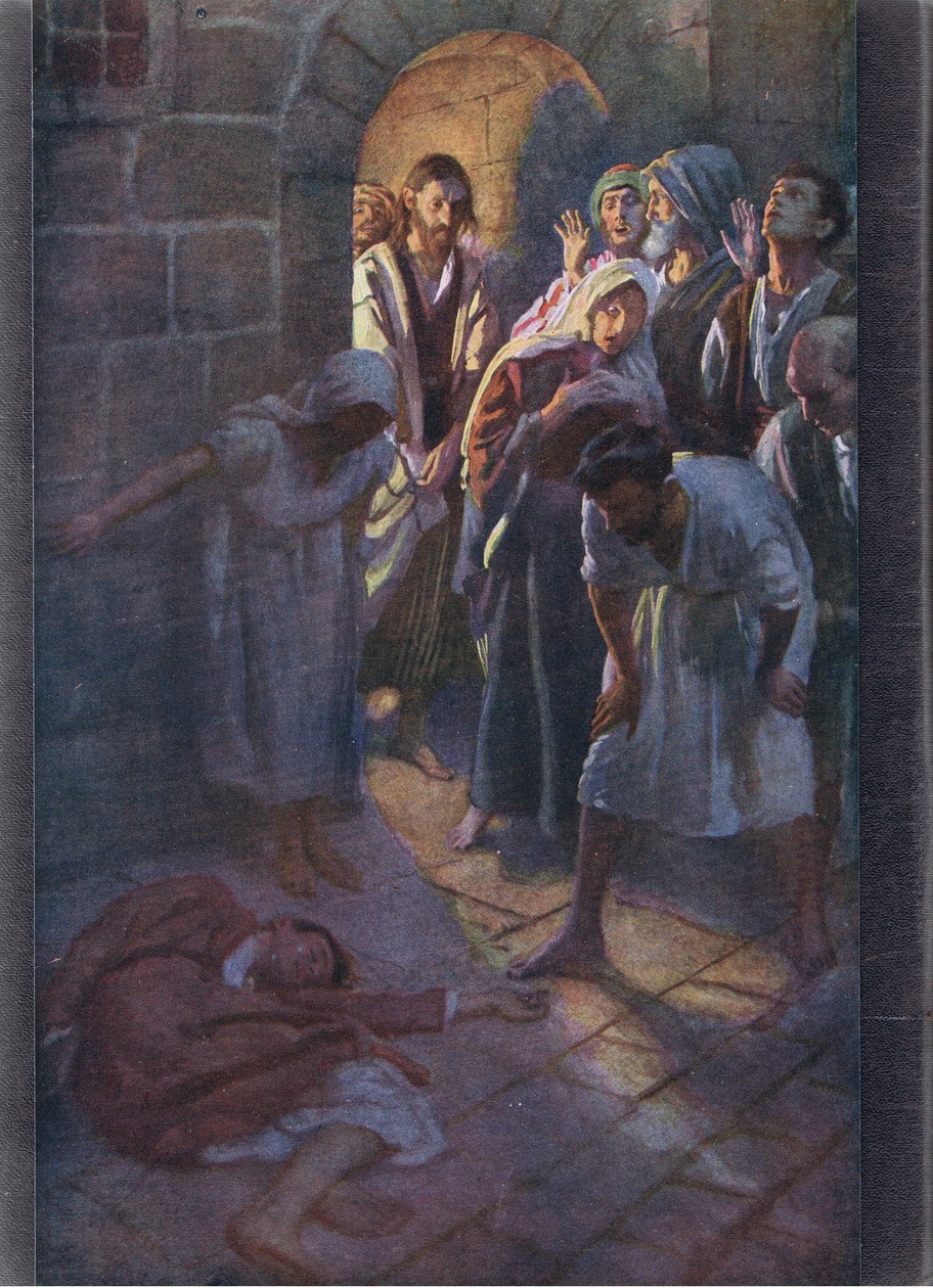 A queda de Êutico, ilustração deHarold Copping Pictures: The Crown Series, c.1920s de Harold Copping