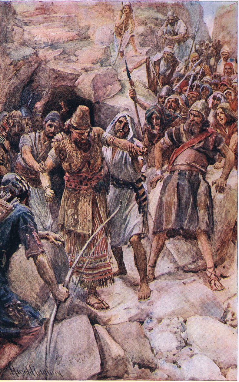 O destino dos reis cananitas, ilustração de imagens que ensinam a série da coroa, 1920 de Harold Copping