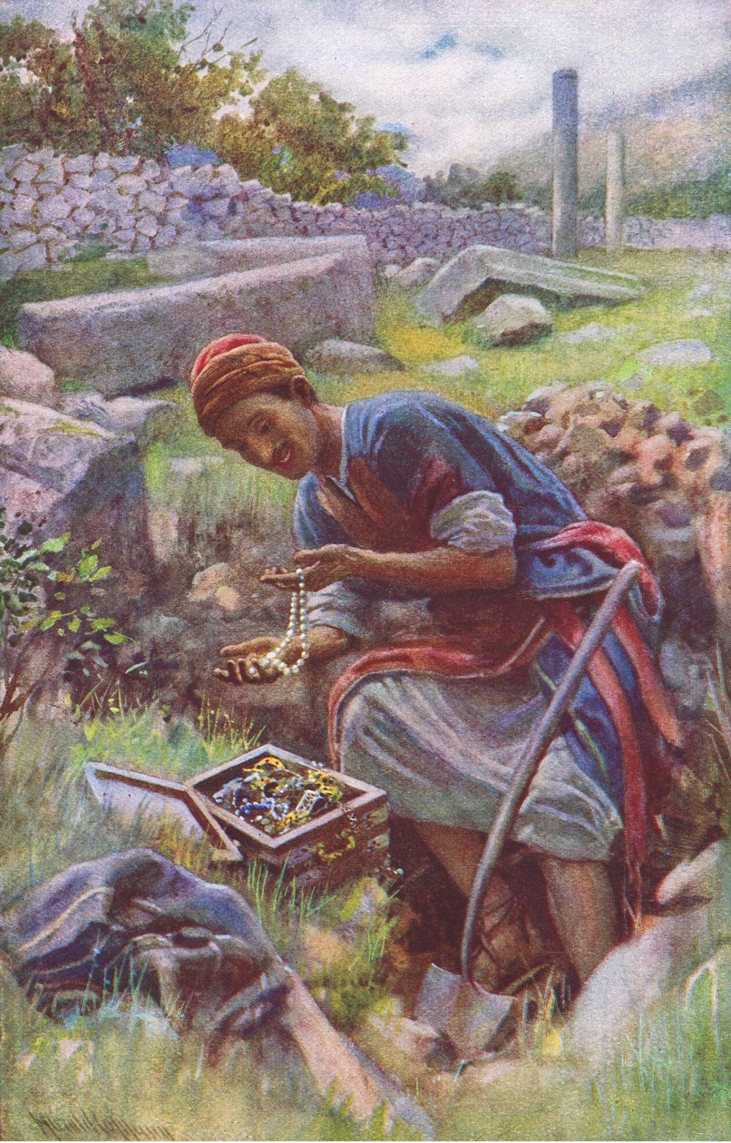 O tesouro escondido, ilustração deHarold Copping Pictures: The Crown Series, c.1920s de Harold Copping