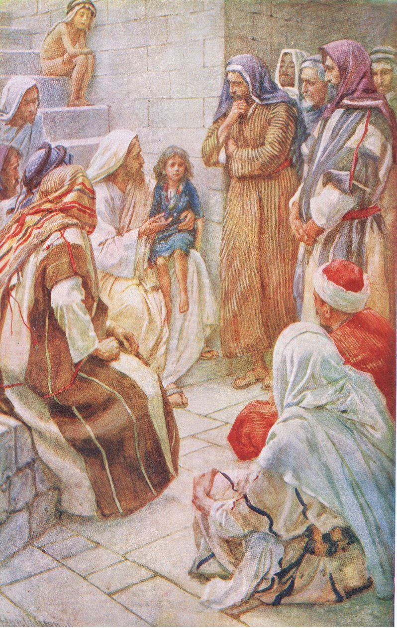 A criança pequena no meio, ilustração deHarold Copping Pictures: The Crown Series, c.1920s de Harold Copping