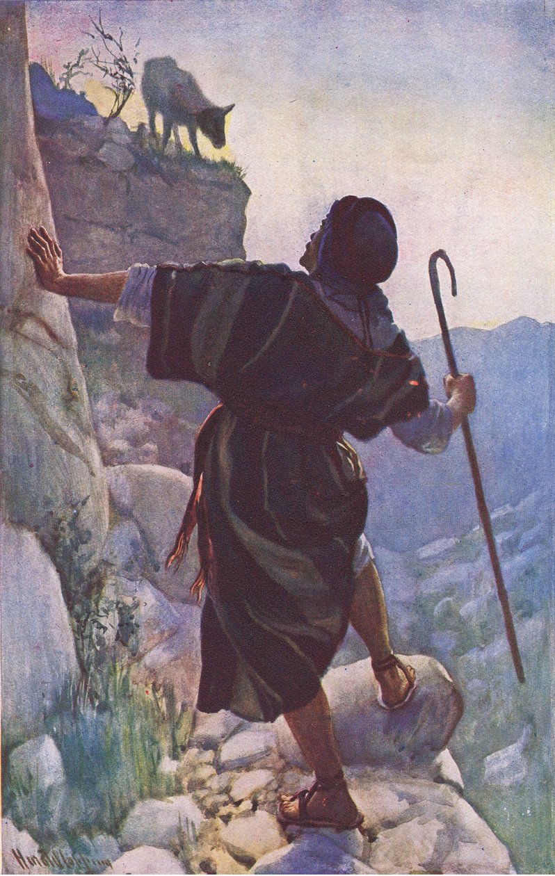 A ovelha perdida, ilustração deHarold Copping Pictures: A série de coroa, c.1920s de Harold Copping