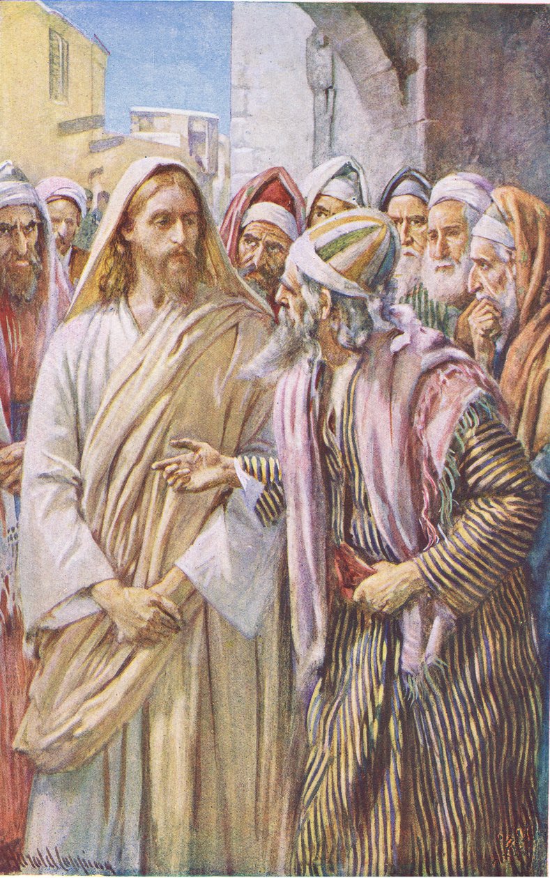 A questão dos saduceus, ilustração de Harold Copping Pictures: The Crown Series, c.1920s de Harold Copping