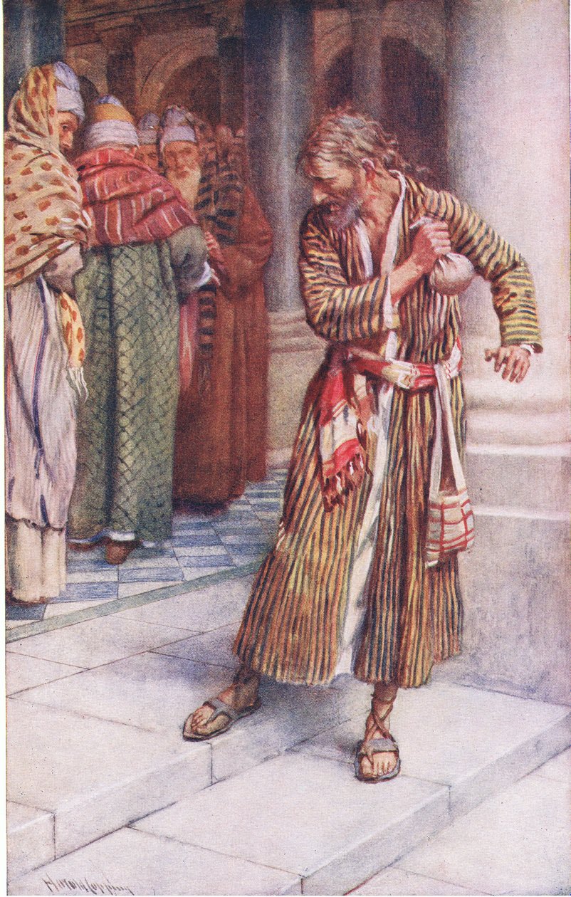 O remorso de Judas, ilustração deHarold Copping Pictures: The Crown Series, c.1920s de Harold Copping