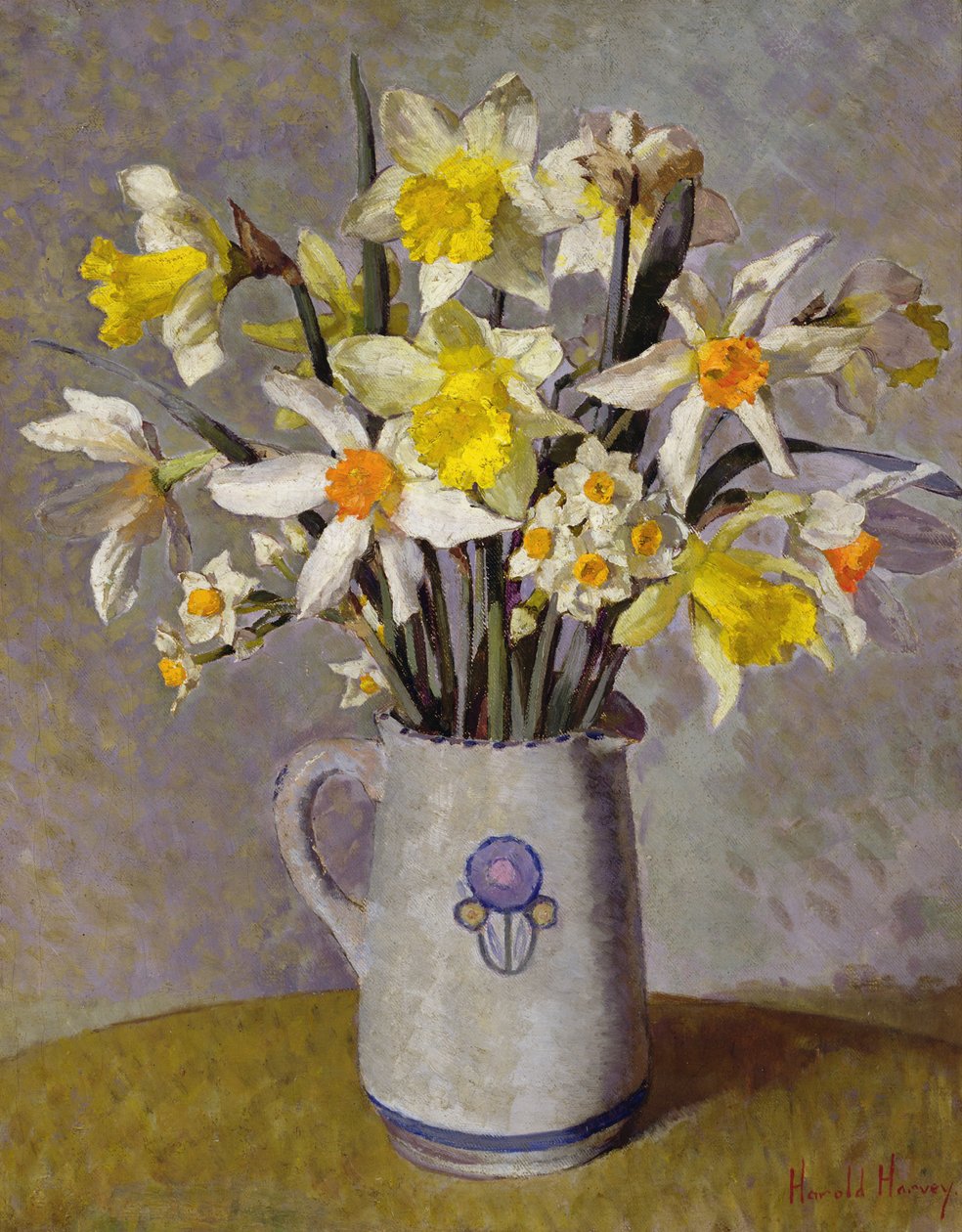 Daffodils (óleo sobre tela) de Harold Harvey