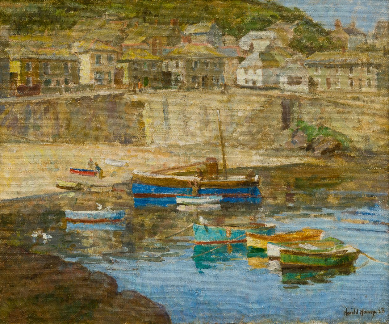 Mousehole Harbour, c.1920 (óleo sobre tela) de Harold Harvey