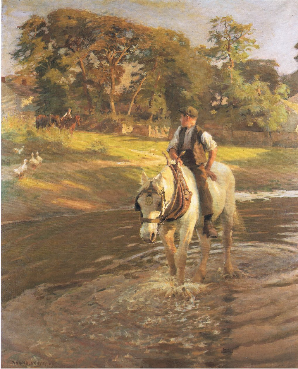 Regar o cavalo (cor litho) de Harold Harvey