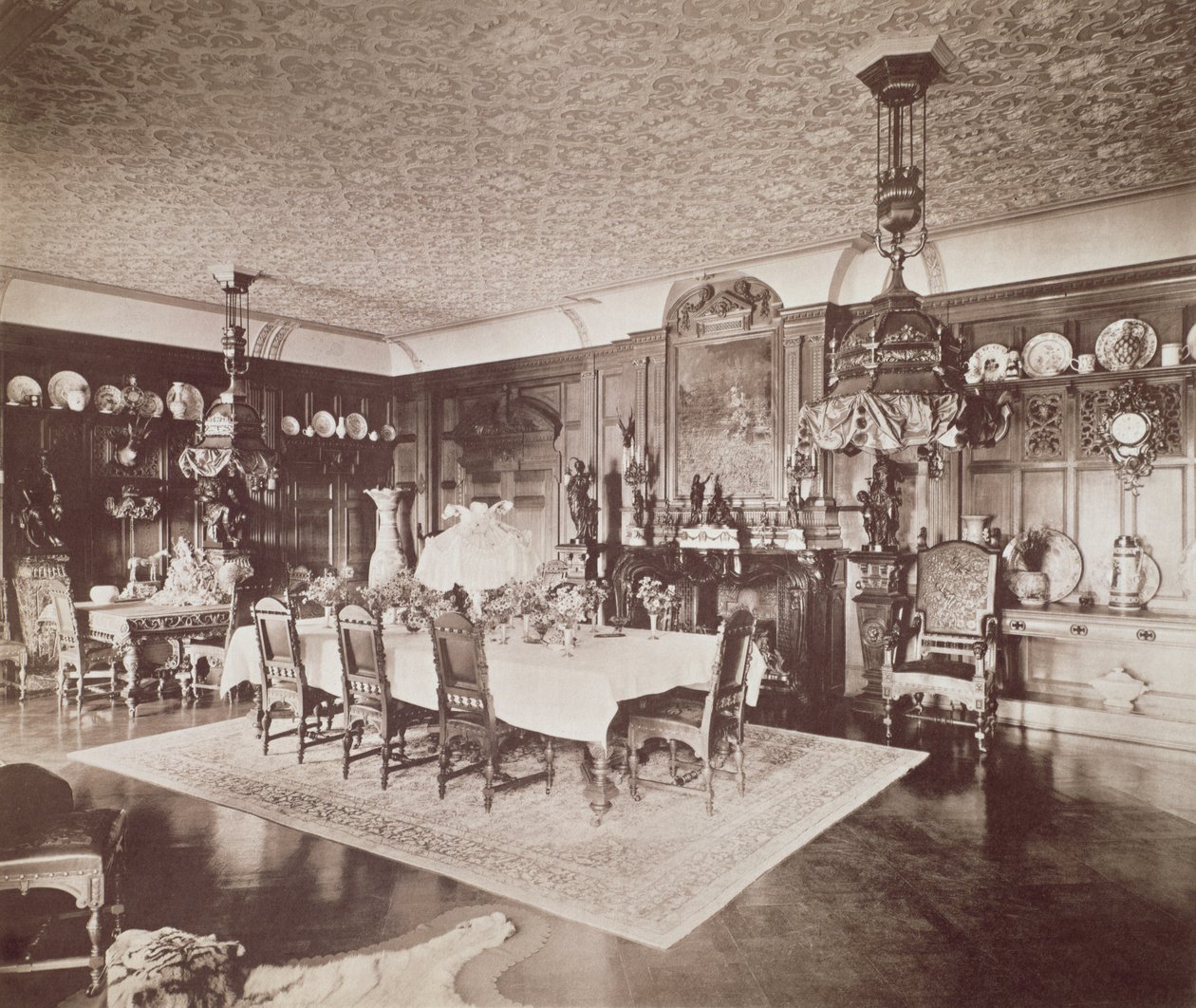 A sala de jantar, Wickham Hall, Kent, 1897 de Harold Palmer