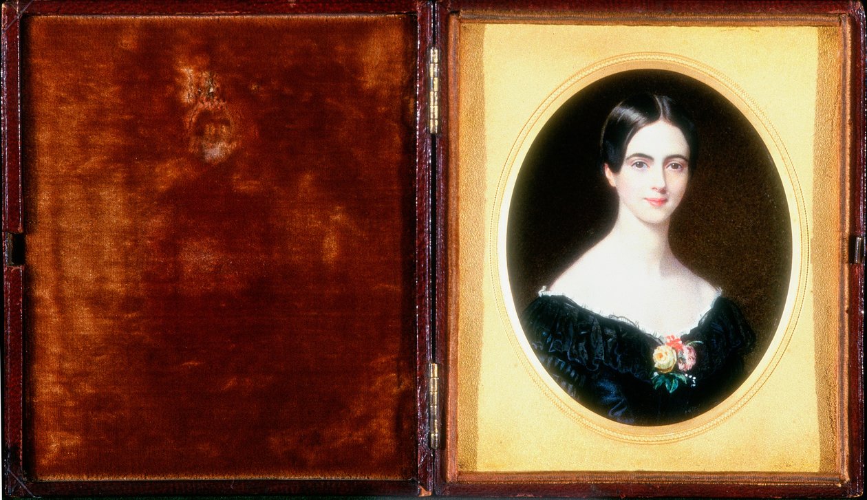 Retrato de Elizabeth Ann Benson em 1841 (wc, bodycolour e marfim) de Harriet Mackreth