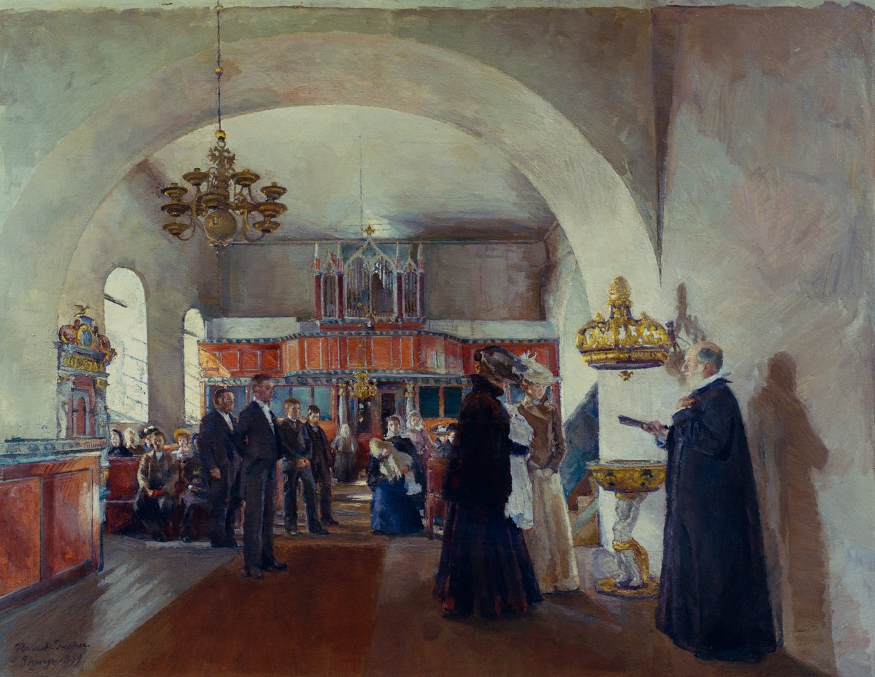 Batizado na Igreja Stange de Harriet Backer