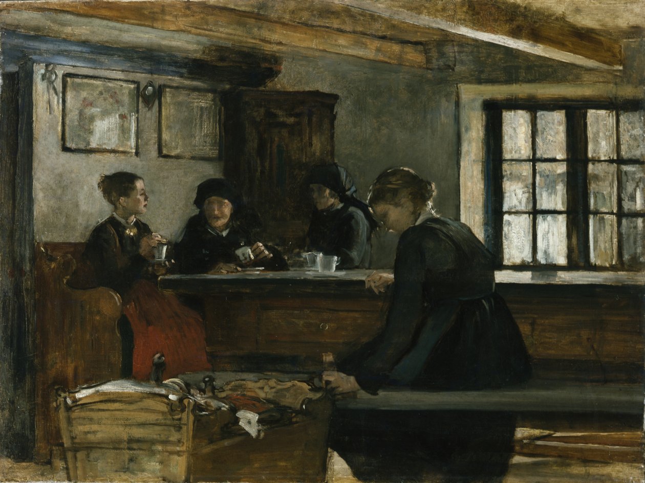 Cozinha dos agricultores (óleo sobre tela) de Harriet Backer