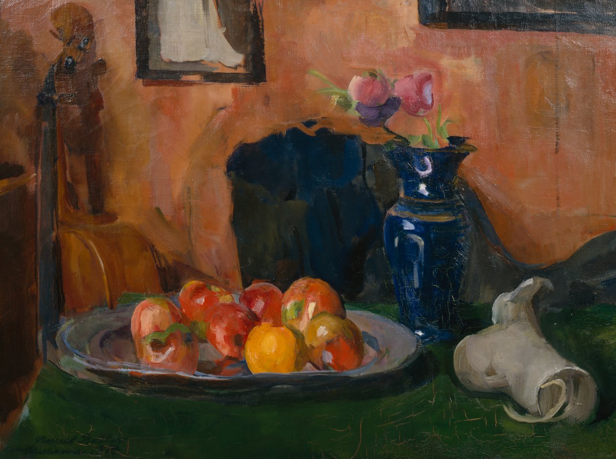 Natureza morta com prato de fruta de Harriet Backer
