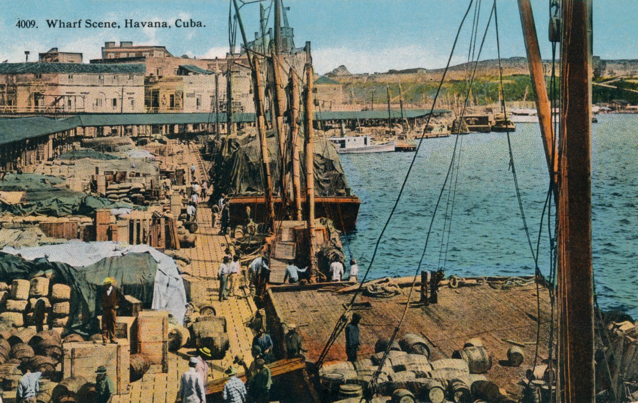 Cena do cais, Havana, Cuba, 1910 de Harris Bros and Co
