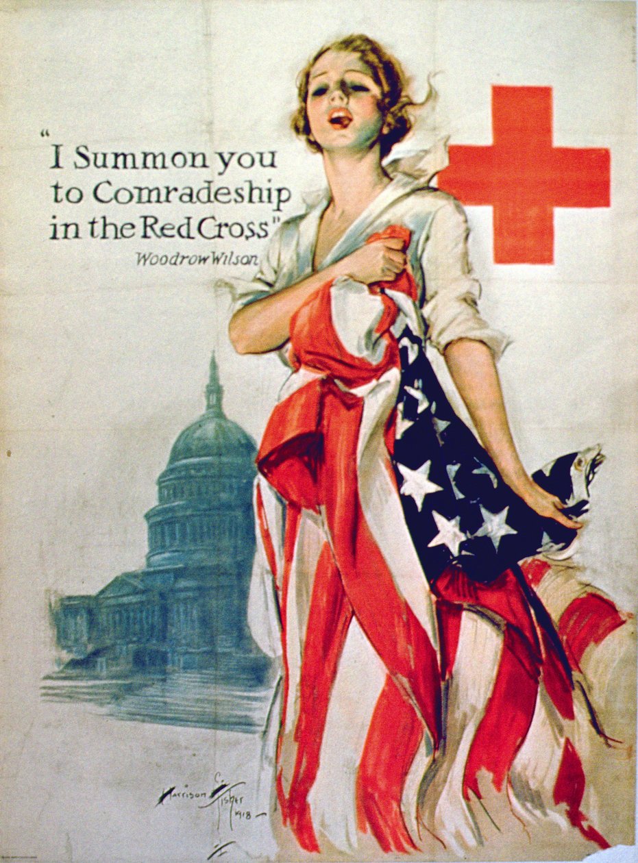&39;Eu convoco você para camaradagem na Cruz Vermelha&39;, pôster da 1ª Guerra Mundial, 1918 de Harrison Fisher