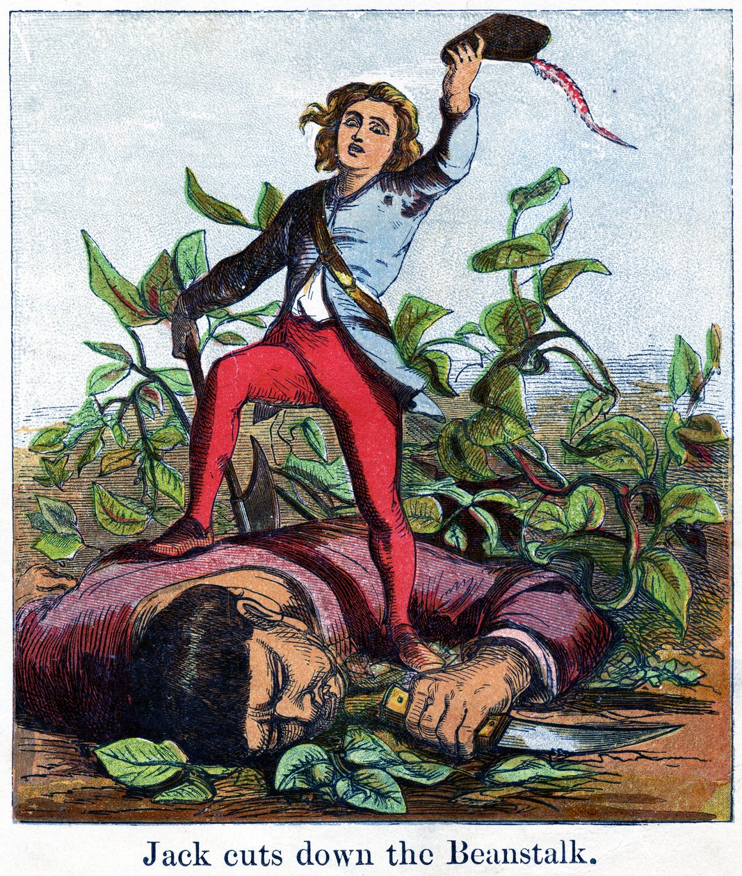 Jack corta o pé de feijão, 1867 (cromolitro) de Harrison William Weir