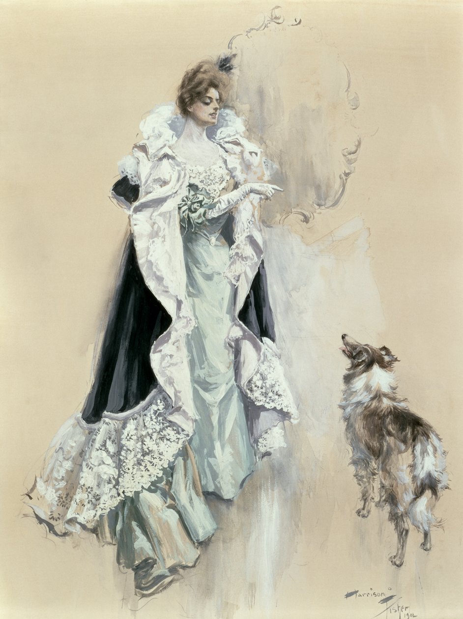 Instruções Finais, 1902 (wc, guache e lápis sobre papel) de Harrison Fisher