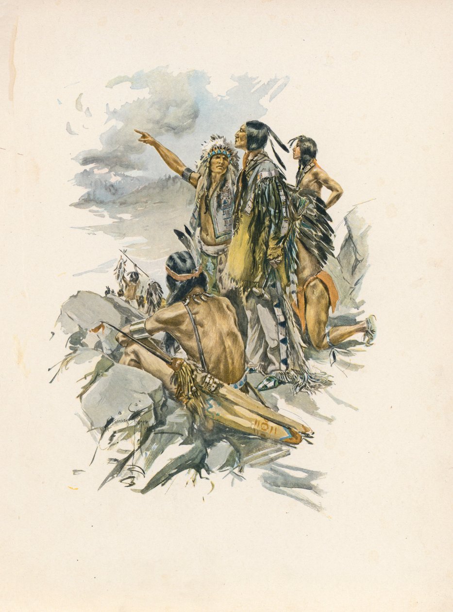 Canção de Hiawatha de Longfellow (litografia a cores) de Harrison Fisher