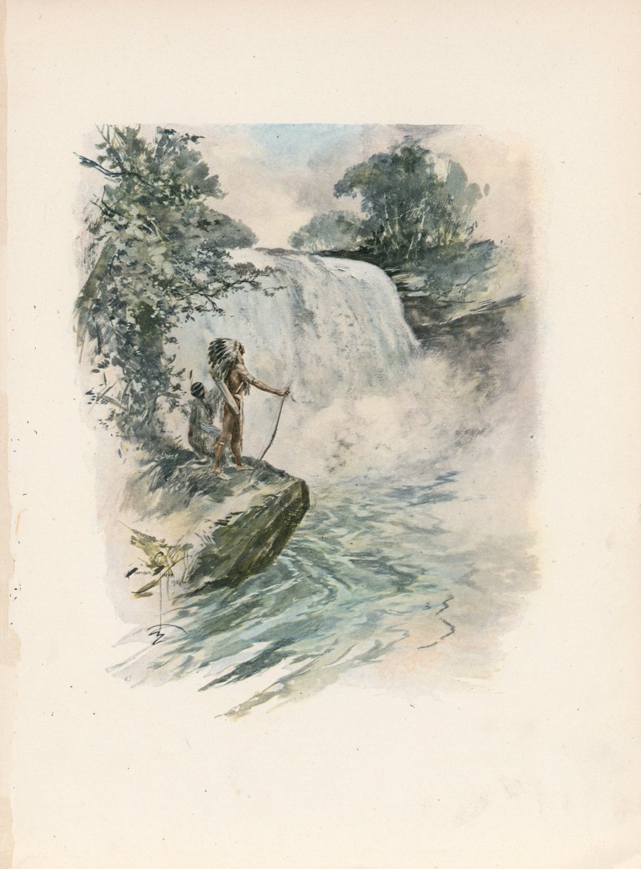 Canção de Hiawatha de Longfellow (litografia a cores) de Harrison Fisher