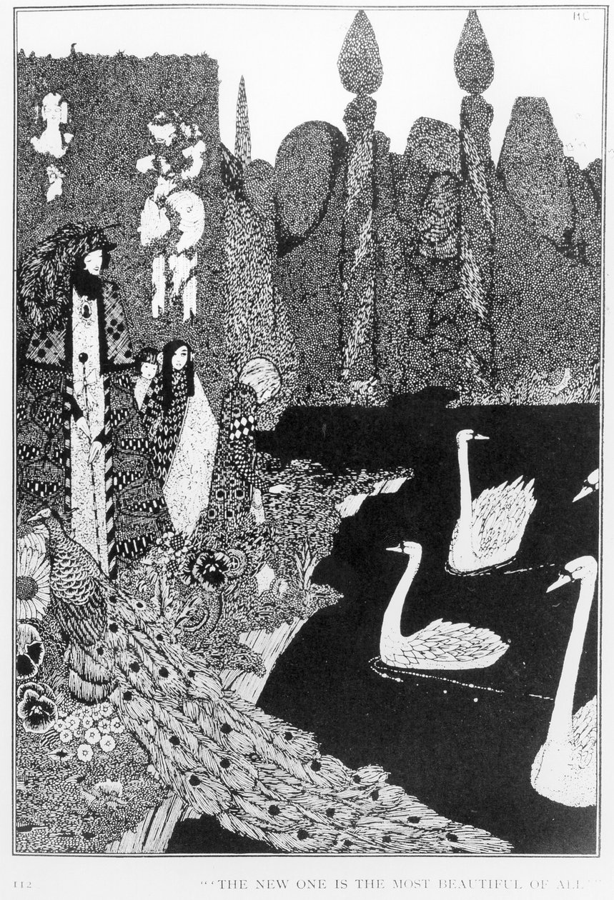 O novo é o mais bonito de todos, ilustração para &39;O patinho feio&39; de contos de fadas por Hans Christian Andersen (1805-75), c.1910 de Harry Clarke