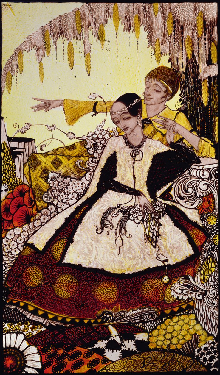 No entanto, estes são podres, então você é a Rainha de todos os que estão vivendo, ou foram Ilustração de Harry Clarke de &39;Queens&39; por JM Synge de Harry Clarke