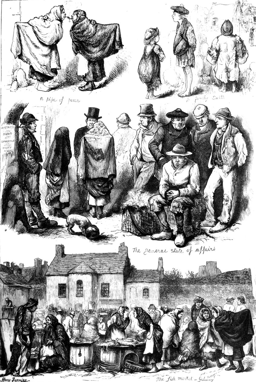 Esboços em Galway, ilustração de &39;The Illustrated London News&39;, 1880 de Harry Furniss