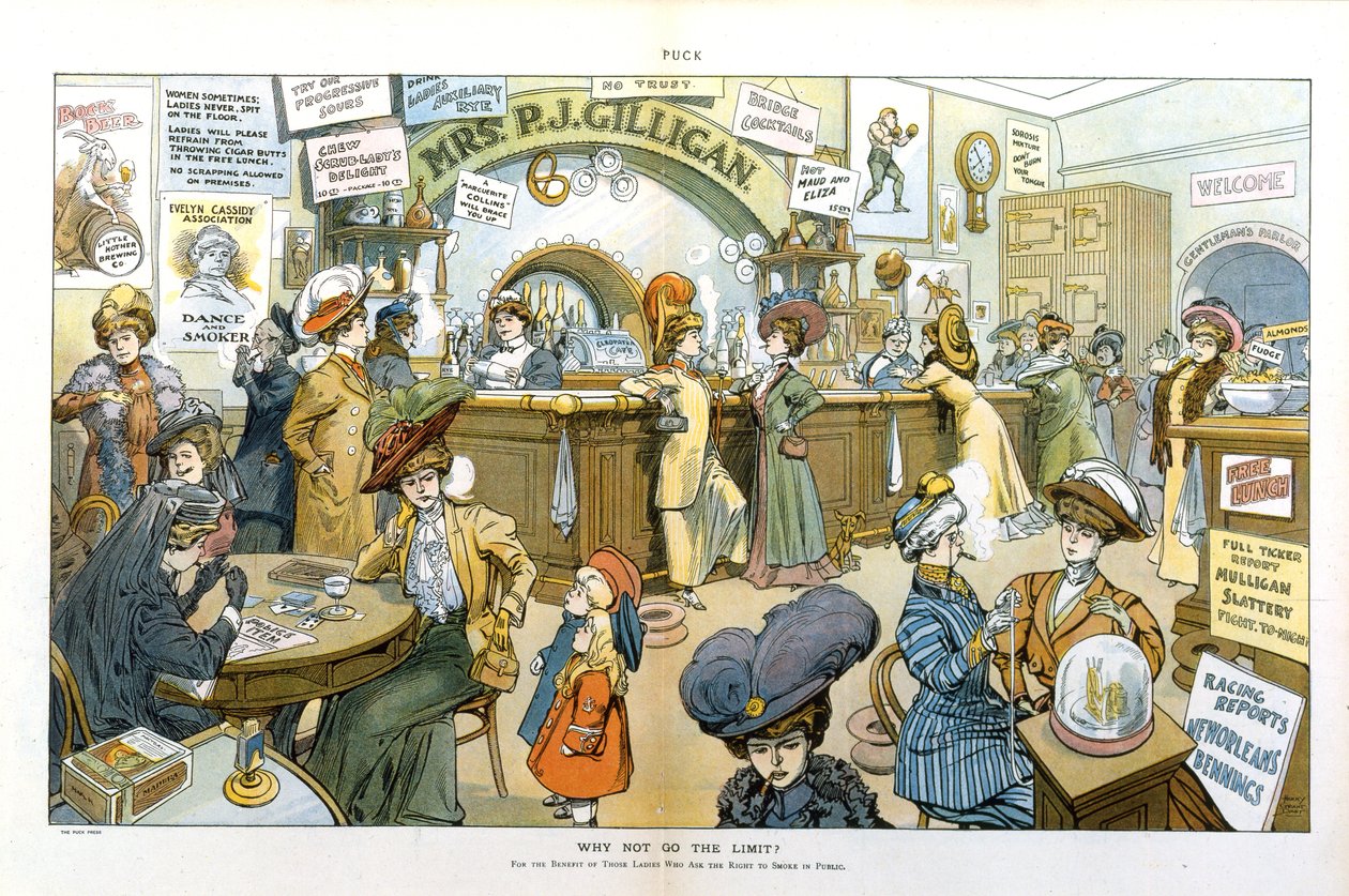 Por que não ir ao limite Para o benefício das senhoras que pedem o direito de fumar em público, 1908 de Harry Grant Dart