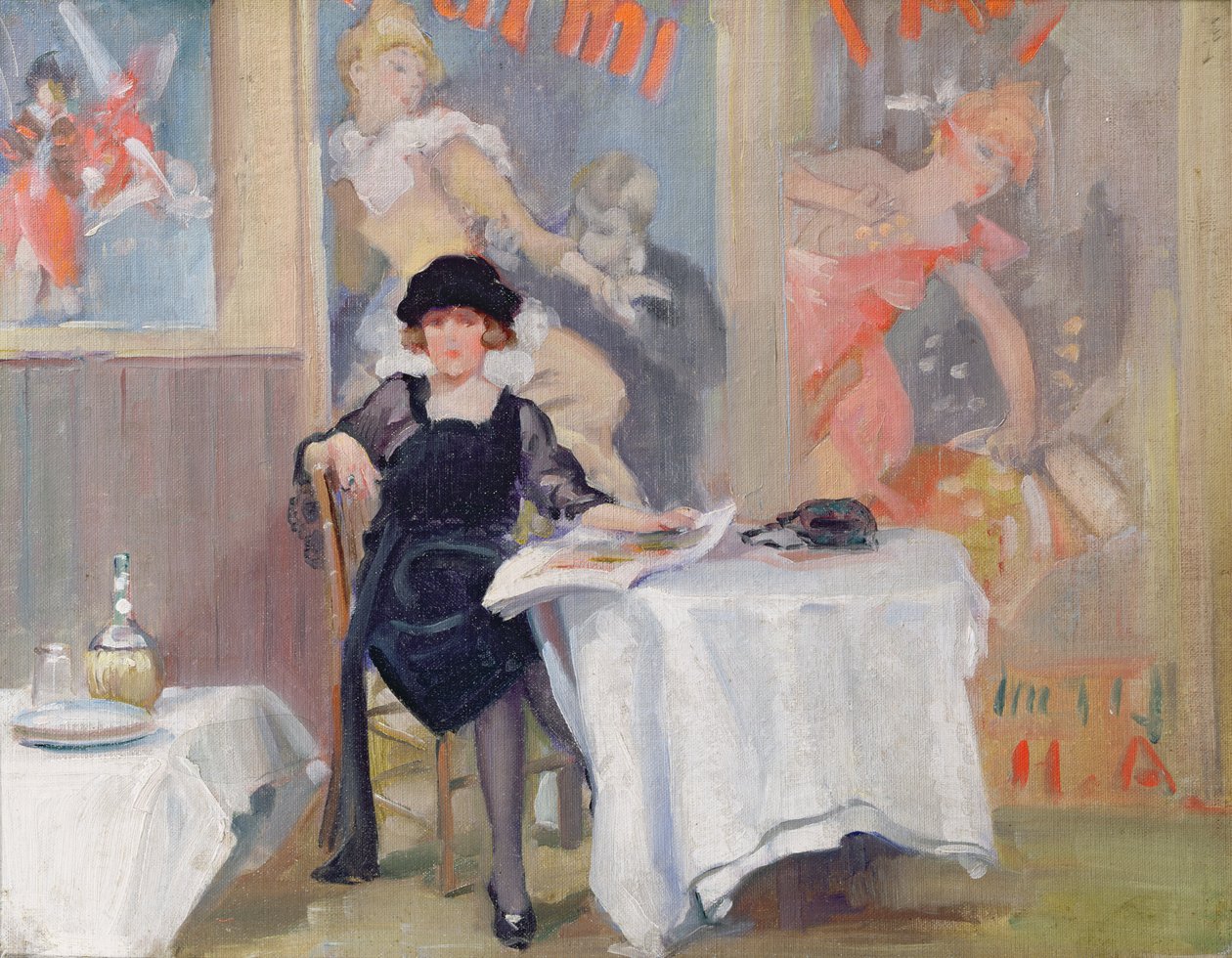 Senhora em uma mesa de café de Harry J. Pearson