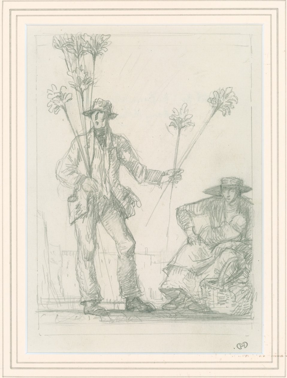 Esboço para o broomseller, 1923 de Harry Morley