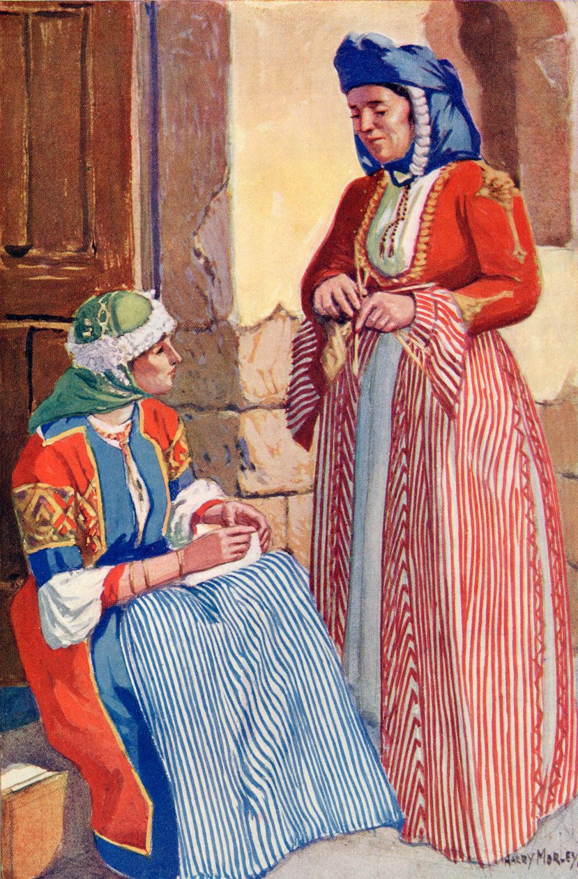 Mulheres de Nazaré em vestido de gala, c.1910 de Harry Morley
