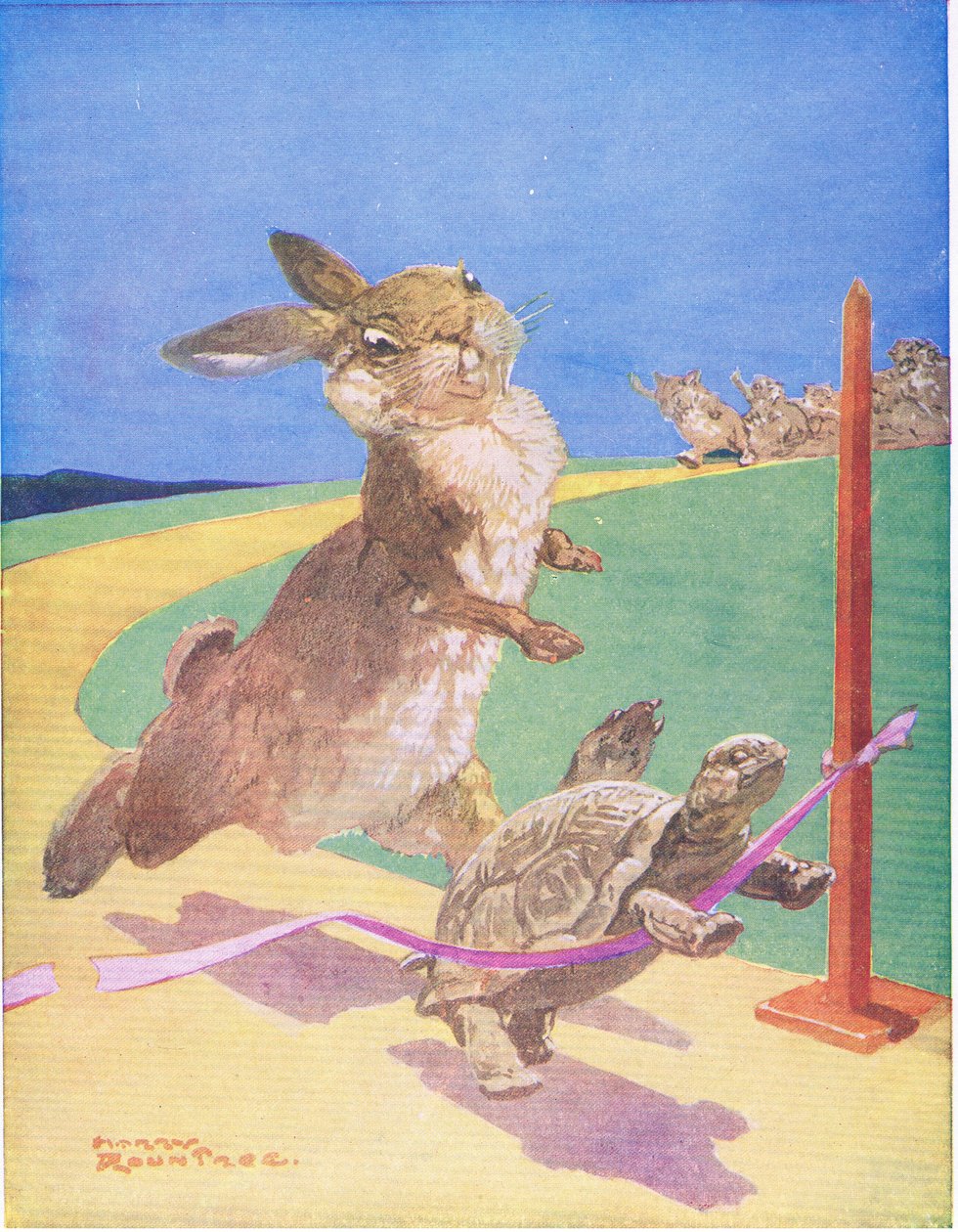 A Lebre e a Tartaruga (lito colorido) de Harry Rountree