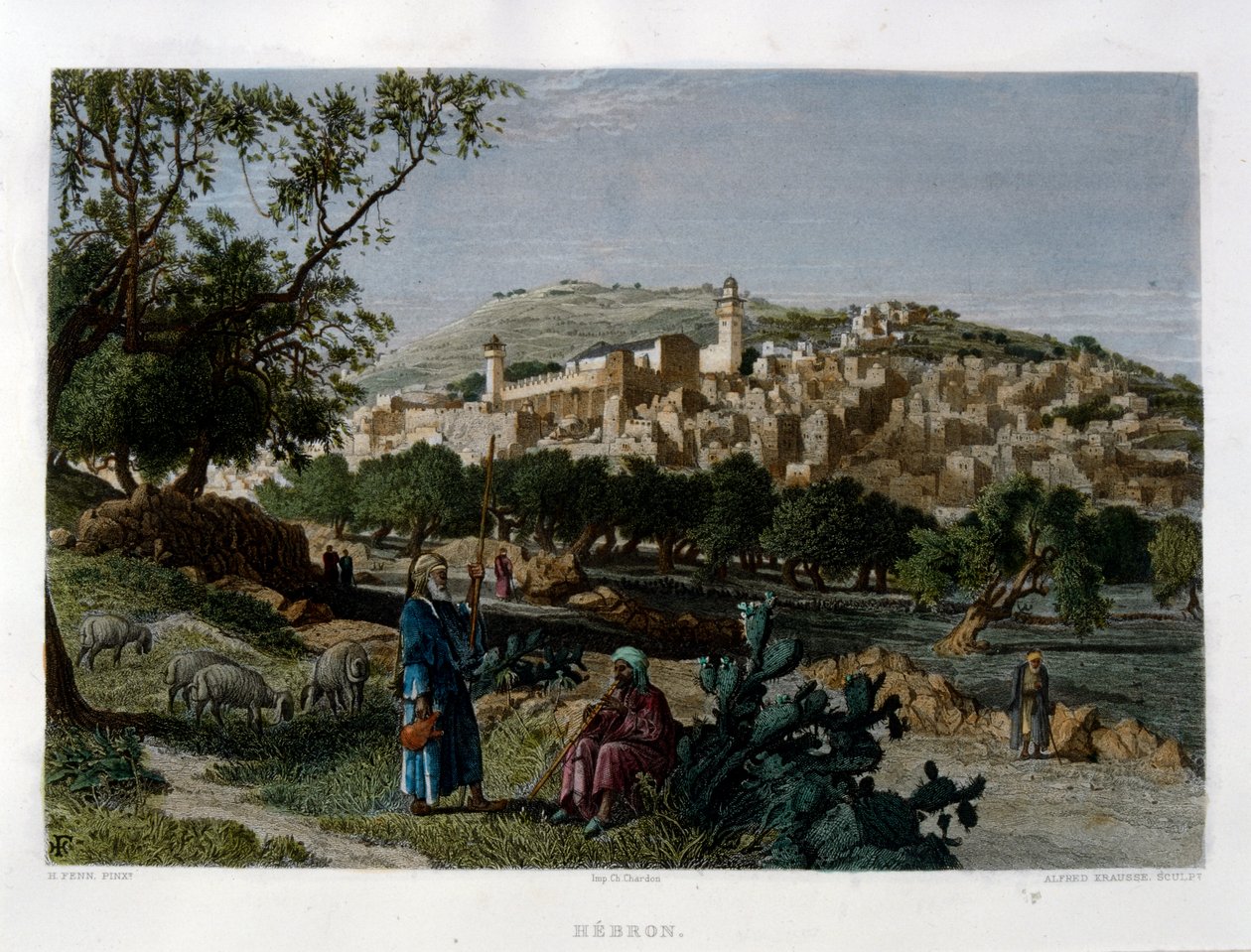Hebron, gravado por Alfred Krausse depois de uma foto de Harry Fenn, publicada em Picturesque Palestine, por volta de 1875 de Harry ) Fenn